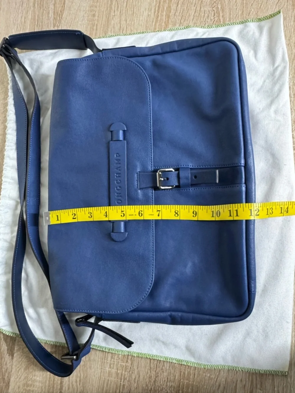 Longchamp Mans Blue 3D Leather Brief Case